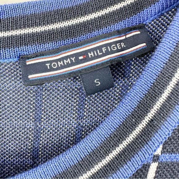 Tommy Hilfiger Navy/Periwinkle/White Windowpane Knit Short Sleeve Dress Sz Small - Picture 6 of 14